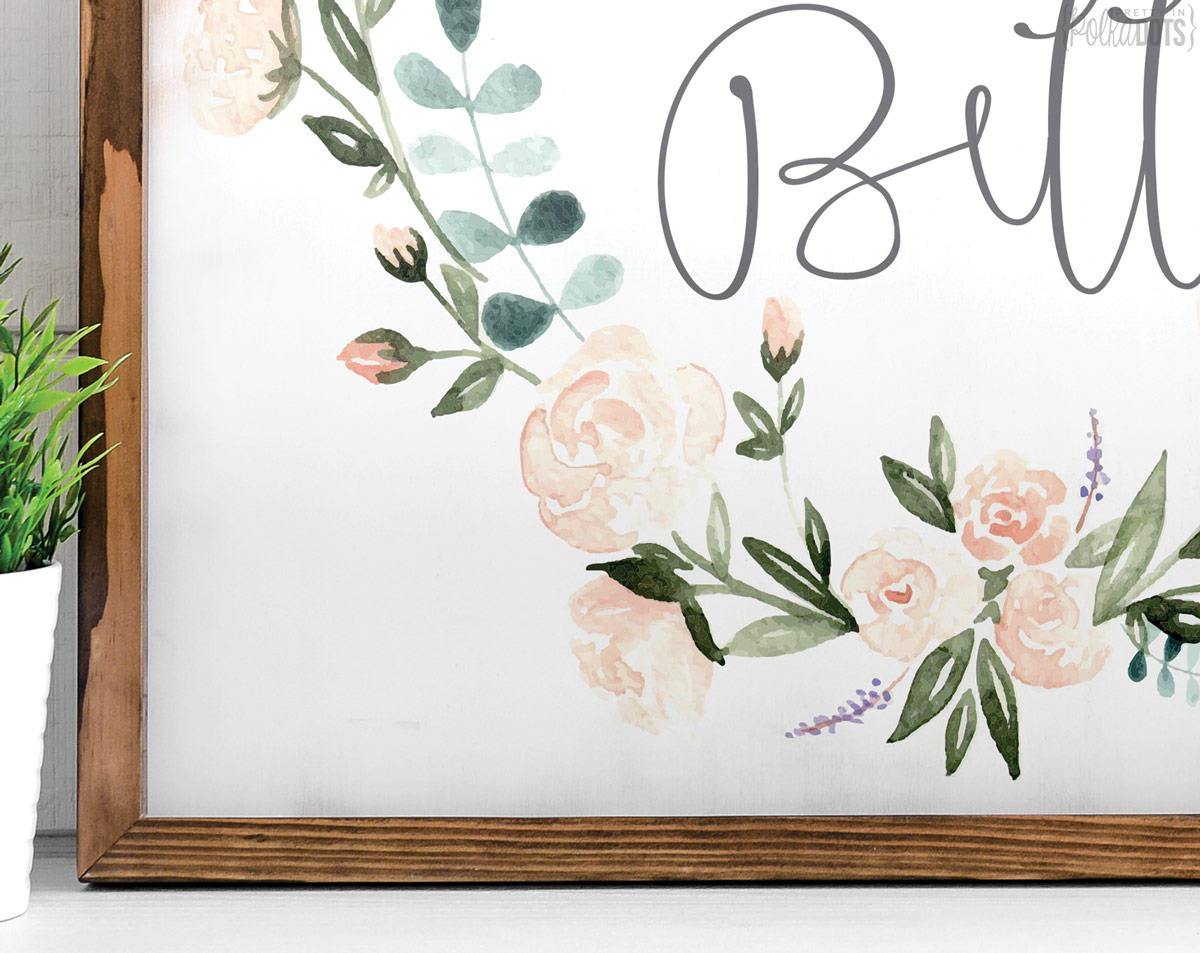 Personalized Custom Name Text With Floral Flower Circle Frame