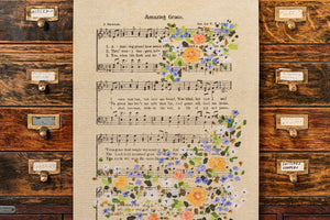 Amazing Grace Floral Hymn #7 - Hanging Canvas - Pretty In Polka Dots