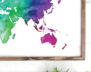 World Map - Rainbow Colored - Pretty In Polka Dots