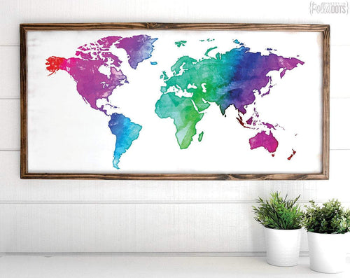 World Map - Rainbow Colored - Pretty In Polka Dots